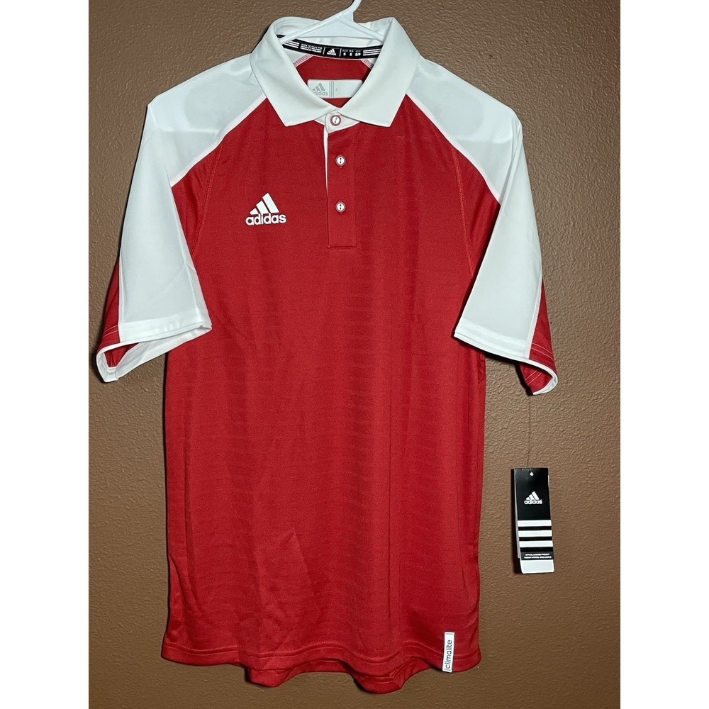 Adidas MV Coaches Polo Shirt Mens Small Red White Climalite AR4506 NEW